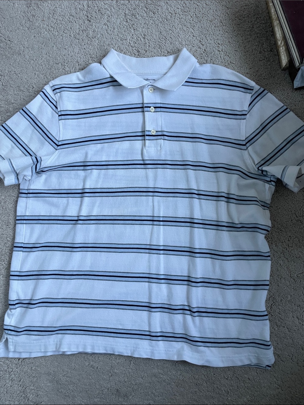 croft & barrow White Polo with Navy and Black Stripes
